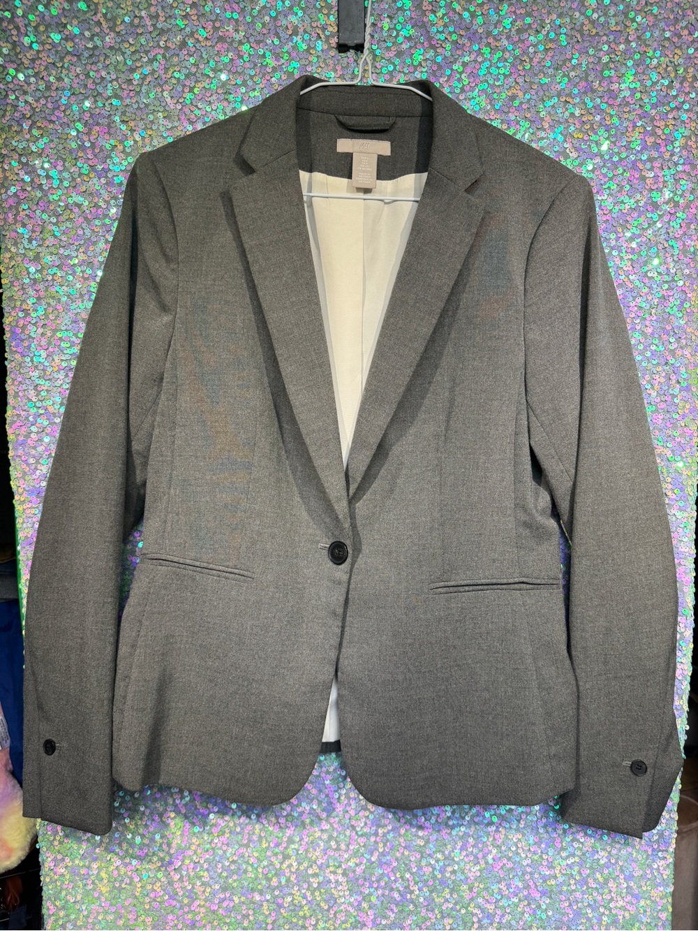 H&M Gray Grey Single-Button Blazer